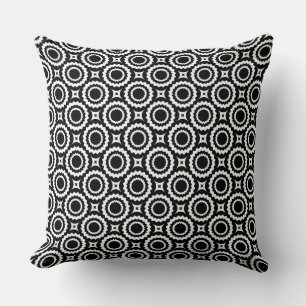 Coussin Joli motif de cercles en zigzag noir et blanc
