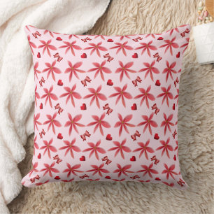 Coussin Joli motif de cœur floral rouge sans couture pour 