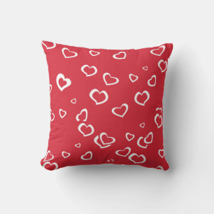 Coussin Joli motif de cœurs rouges et blancs pour la Saint