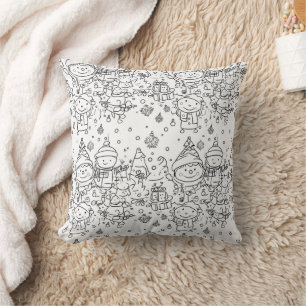Coussin Joli motif de Noël en hiver à dessiner (2)