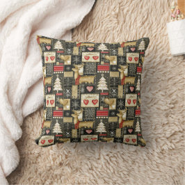 Coussin Joli motif de rennes de Noël