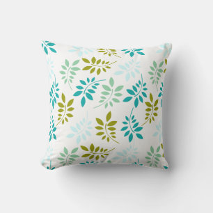 Coussin Joli Motif Feuille Bleue Et Vert