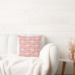 Coussin Joli motif floral pastel rose tendre féminin