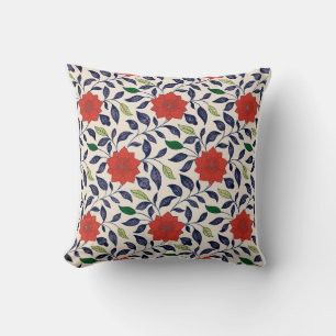Coussin Joli motif floral rouge