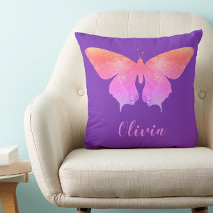 Coussin Joli motif papillon ajouter un nom