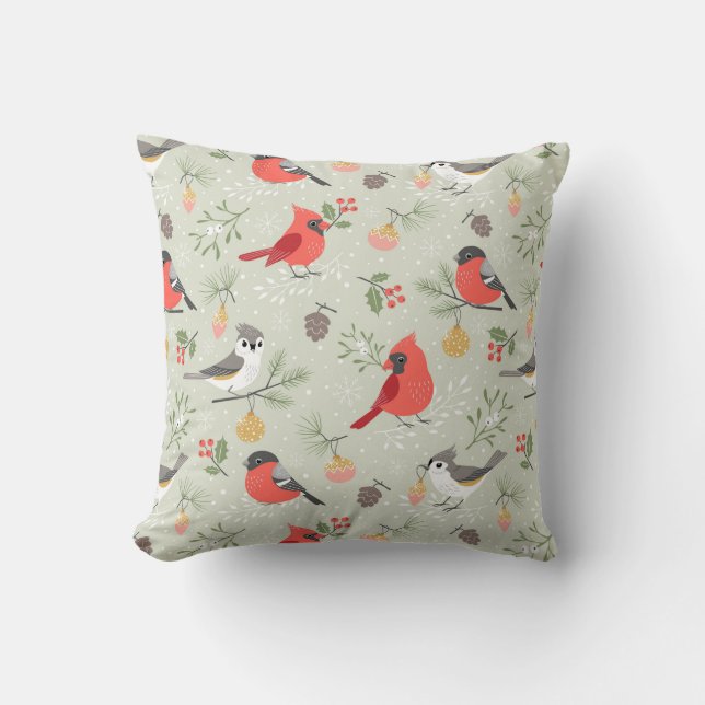 Coussin Joli Noël Oiseau Motif Design de vacances (Recto)