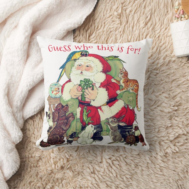 Coussin Joli Noël Père Noël animal de compagnie Chien chat (Couverture)