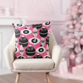 Coussin Joli Noël Rose Et Noir Retro