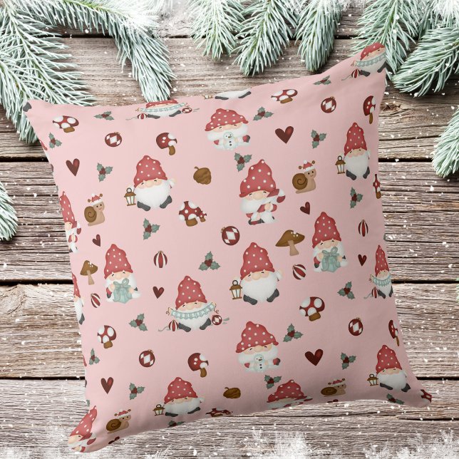 Coussin Joli Noël scandinave Gnomes rose (Créateur téléchargé)