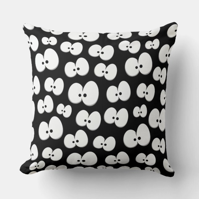 Coussin Joli noir et blanc Éffrayant yeux Halloween (Recto)