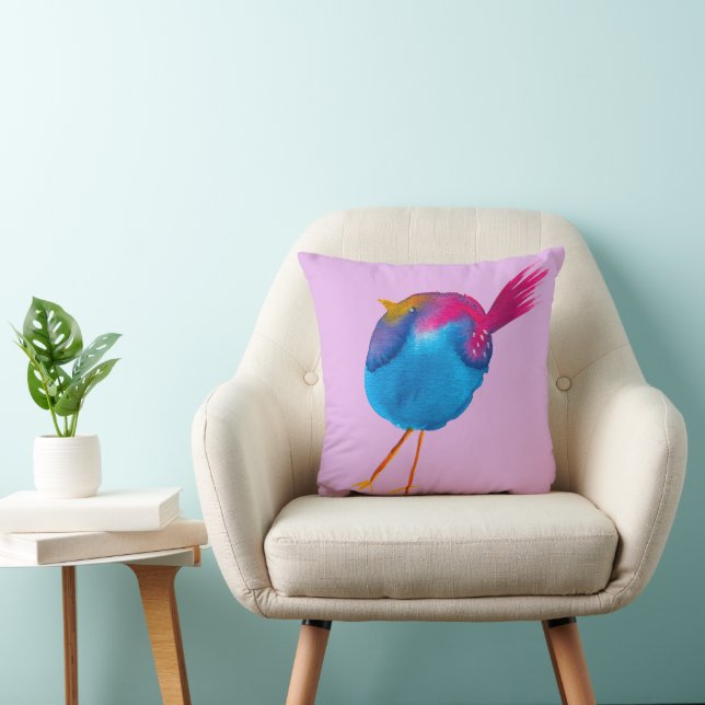 Coussin Joli oiseau rose et bleu (Chaise)