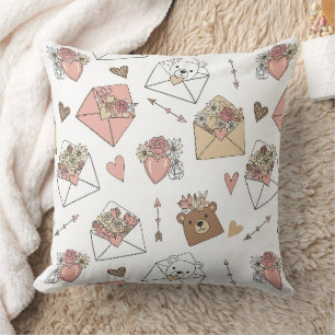 Coussin Joli ours tenant un cœur -- Nurserie pastel (5)