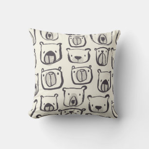 Coussin Joli ours visage dessiné à la main gribouillis ill