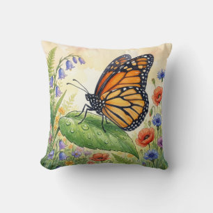 Coussin Joli papillon sur une feuille Petits insectes