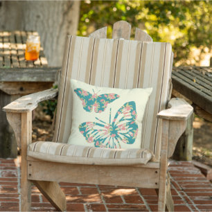Coussin Joli Papillons Floraux Beige clair