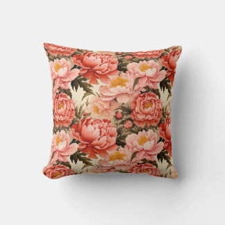 Coussin Joli Peine rose Vintage motif floral