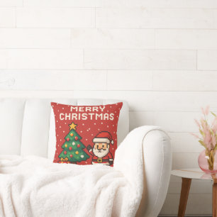 Coussin Joli Père Noël en art pixel