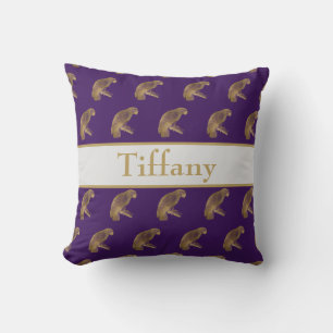 Coussin Joli perroquet doré violet