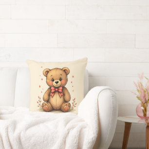 Coussin Joli petit ours brun adorable avec cravate