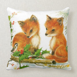 Coussin Joli renard de Noël Vintage