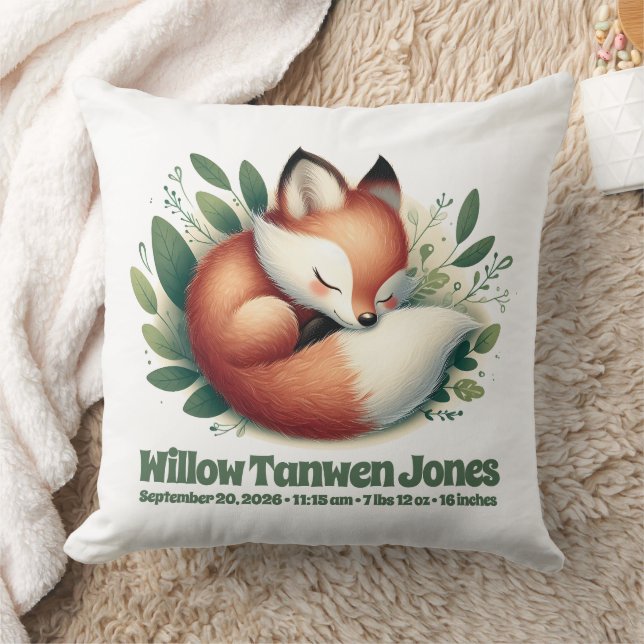 Coussin Joli renard endormi dans les feuilles Natal (Couverture)