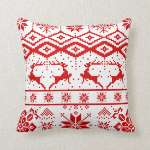 Coussin Joli renne rouge de Noël