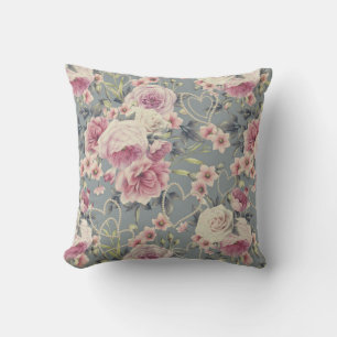 Coussin Joli rose Floral et Pearl Hearts Motif