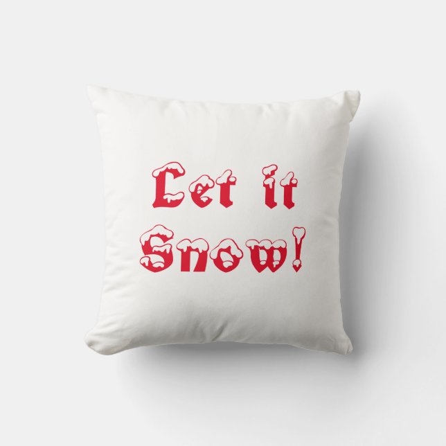 Coussin Joli Rouge & Blanc "Let it Snow" Vacances d'hiver (Recto)