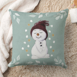 Coussin Joli Snowman hiver Noël bleu