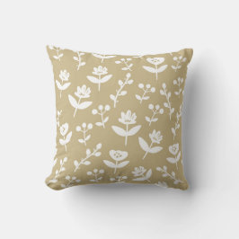 Coussin Joli Tan Beige Floral Ferme Motif Russe