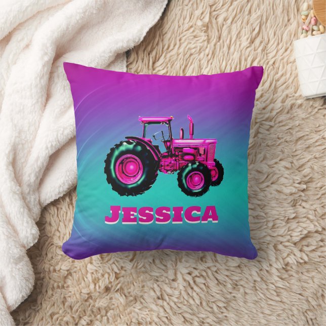 Coussin Joli tracteur rose (Couverture)