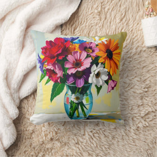 Coussin Joli vase en verre floral