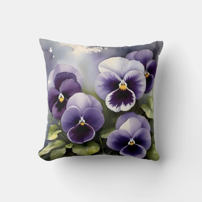 Coussin Joli vernis violet aquarelle peinture (Recto)