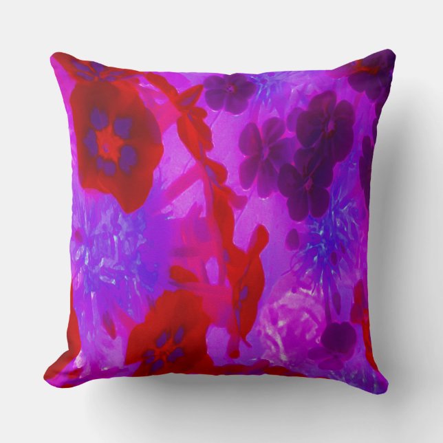 Coussin Joli violet et rouge du jardin Fleurs Phlox (Recto)