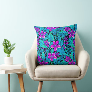 Coussin Joli violet et Turquoise bleu floral