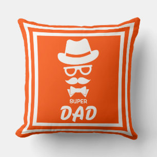 Coussin Joli Visage Super Papa Avec Moustaches, Casquette,