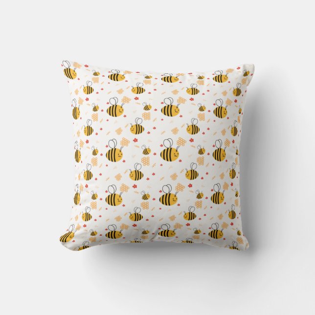 Coussin Jolie abeille et fleurs (Recto)