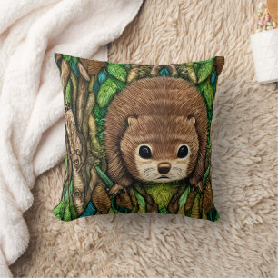 Coussin Jolie adorable petit bébé castor