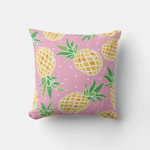 Coussin Jolie ananas sur grunge rose pois backgro