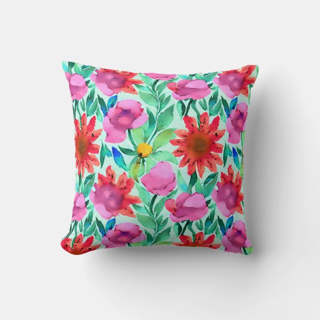 Coussin Jolie aquarelle florale (Recto)