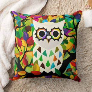 Coussin Jolie Art de Hibou Coloré 