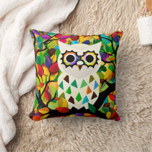 Coussin Jolie Art de Hibou Coloré 