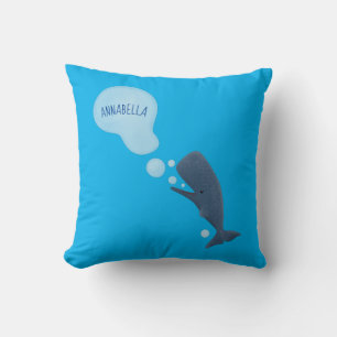 Coussin Jolie baleine à sperme soufflant bulles dessin