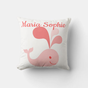 Coussin Jolie baleine rose mignonne