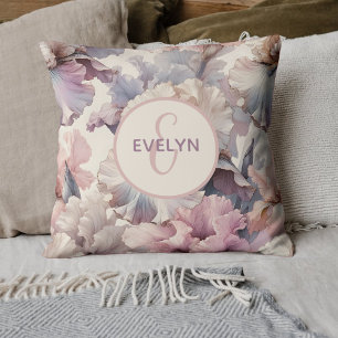 Coussin Jolie Blush Floral Monogramme Bébé Fille Nursery