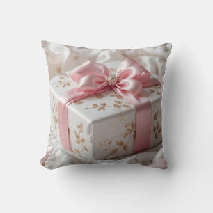 Coussin jolie boîte cadeau en soie rose