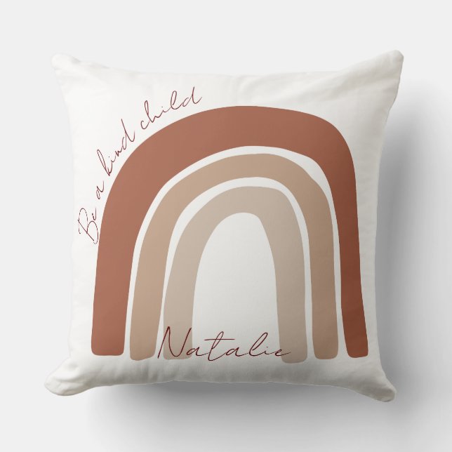 Coussin Jolie couleur terre monogramme pastel brun pépiniè (Recto)