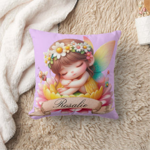 Coussin Jolie Fée Endormie Rêves Suaves Floraux Fantaisist
