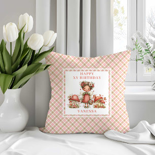 Coussin Jolie Fée Rose Fleurie Fête d'anniversaire de fill