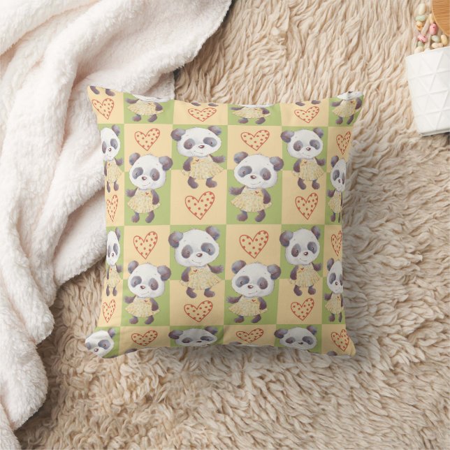 Coussin Jolie Fille Ours Panda  (Couverture)